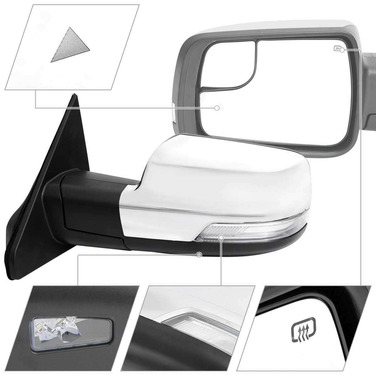 Left/Driver Side Chrome Mirror - Heavy Equipment Driver 评论和价格